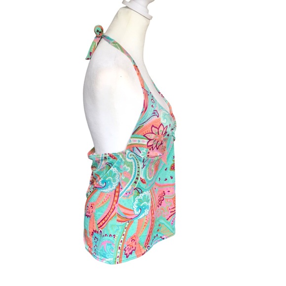 Victorias Secret Y2K Tropical Colors Paisley Print Halter Style Tankini Top Xl - Picture 7 of 9